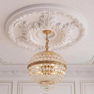 24" Od x 3.74" ID Ceiling Medallion, Large PU Chandelier Ceiling Fan Medallion, Classic Round Paintable Chandelier Base, Easy Install Fan Base for Living Room Light Fixtures