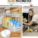 2 Pack 21.3IN-Depth Under Sink Organizer with Smooth Cylindrical Rail,2-Tier Pull Out Multi-Purpose Cabinet Storage for Bathroom&Kitchen,Height Adjustable,Rust-Resistant Coating-White