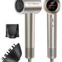 Cosy Companions Hair Dryer, 150000 RPM High-Speed Hairdryer for Fast Drying, Low Noise, HD Display, 5 Temps & 2 Speeds, 500 Million Negative Ionic Blow Dryer, Gold