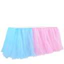 Gender Reveal Tulle Table Skirt for Baby Shower Gender Reveal Boy or Girls Birthday Party Blue Pink Tutu Table Skirts for Rectangle Tables 6FT