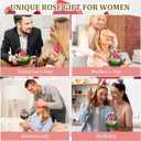 Mothers Day Flowers Gifts for Mom,Preserved Rose Carnation Flowers Gifts for Women, Real Flowers Bouquet in Glass Dome with Light, Birthday Gifts for Mom Wife Mothers Day Anniversary