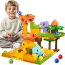 Marble Runs for Kids 4-8, Dinosaur Toys, Interactive Learning STEM Building Toys with 4 Race Track, Compatible with All Major Brands for Kids Ages 3 4 5 6 7 8+ Boys Girls Gifts (Green)