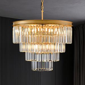 Gold Crystal Chandelier 22.9" 10-Lights Modern Crystal Pendant Lights 4-Tier Luxury K9 Hanging Dining Room Lighting Fixture for Living Room Bedroom Kitchen Island Entryway Stairway Office