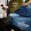 SONORO KATE 100% French Pure Linen Sheets, Breathable and Durable Linen King Size Sheets, Anti-Tear Linen Bed Sheets, Machine Washable, 16 Inch Deep Pocket - 4 Piece (Navy Blue, King)