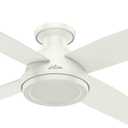 Hunter 52 inch Indoor Ceiling Fan No Light with Remote Control - White Modern Ceiling Fan without Light, Low Profile Mount, 4 Blades, For Bedroom, Living Room, or Kitchen - Dempsey 59248, Fresh White