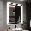 30x36 LED Bathroom Mirror with Lights - Black Framed, Front and Backlit Mirror, Anti-Fog Vanity Mirror with Lights,Stepless Dimmable LED Mirror, 3 Colors Smart(Horizontal/Vertical)
