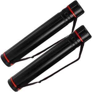 Eorbow 2 Pack Extendable Poster Tube, Round Black Telescoping Art Drafting Tube, Expand from 30.3" to 52", Plastic Blueprint Document Storage Holder Cases with Strap for Carrying Artworks Scrolls