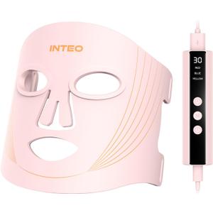 Red Light Therapy for Face, 3 Modes Portable Led Face Mask Light Therapy with Remote, Near-Infrared 850 Red Light Therapy Mask with Timing Function, Red Light Therapy at Home 180 LED Beads (Pink)