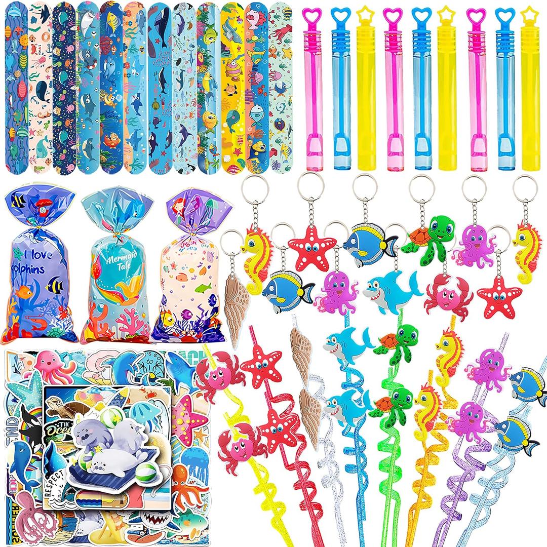 CZWXOXO 110Pcs Under the Sea Party Favors, Ocean Party Favors, Cute Sea Animal Party Supplies, Ocean Themed Gifts Pinata for Birthday Party Ocean Themed Classroom Rewards