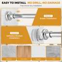 Silver Long Curtain Rod Tension Shower Curtain Rods 30 to 120 inch Adjustable Heavy Duty Rods for Bathroom Windows Outdoor Spliced Telescopic Design No Drill No Slip Stainless Steel