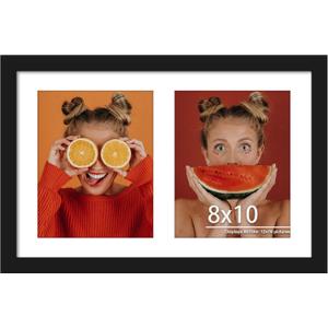 12x19 Double Picture Frame 8x10 Displays Horizontal Wall Mounting Display and Vertical Black