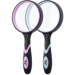 Mr. Pen- Magnifying Glass, 2 Pack, 10X Magnifier, 75mm Glass Lens, Magnifier for Reading for Close Work, Non-Slip Handheld Reading Magnifier for Kids and Seniors, Nature Exploration