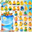 36 Pcs Summer Rubber Ducks with Bag, Ducks for Cruise Ship Hiding, Ducks for Jeeps Ducking, Assorted Beach Duckies Toys for Vacation, Summer Themed Party Favors, Bath Pool Water Toy Gifts for Kids