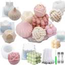 EuTengHao Silicone Candle Molds Set for Candle Making with Candle Wicks, 3D Silicone Mold for Soy Wax, Soap, Cake, Dessert DIY Scented Candle Craft Making