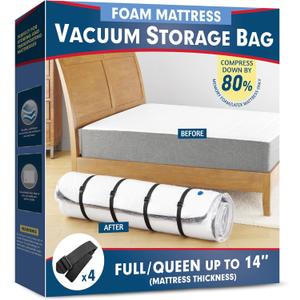 Vacuum Mattress Bag for Memory Foam and Latex - Sealed for Easy Movement, Transport and Storage (Queen/Full/Full-XL)