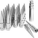 DYNOFIT 12mmx1.5 Wheel Spike Lug Nuts, 20 x M12x1.5 Lug Nut, 3.35 inch Tall Closed End Nuts with 1 Socket Key Compatible with Acura Honda Chevy Hyundai Toyota Lexus Mitsubishi(Chrome)