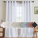 H.VERSAILTEX Living Room Linen Semi Sheer Curtains Nickel Grommet Curtains Privacy Added Energy Saving Light Filtering Window Treatments Draperies for Bedroom, Bright White, 2 Panels, 52 x 84 - Inch