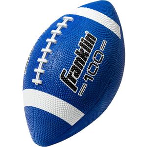 Franklin Sports Kids Junior Grip-Rite Youth Junior Size Rubber Footballs - Peewee Kids Durable Outdoor Footballs (Blue/White)