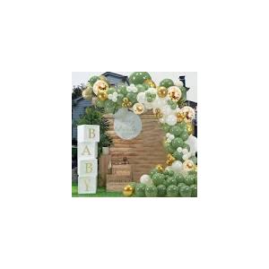 HOUSE OF PARTY Graduation Balloons - 48 PCS | Sage Green, Gold and White - 5/10/12 | Balloons for Photo Booth Backdrop, Baby Bridal Shower and Birthday Party Decorations