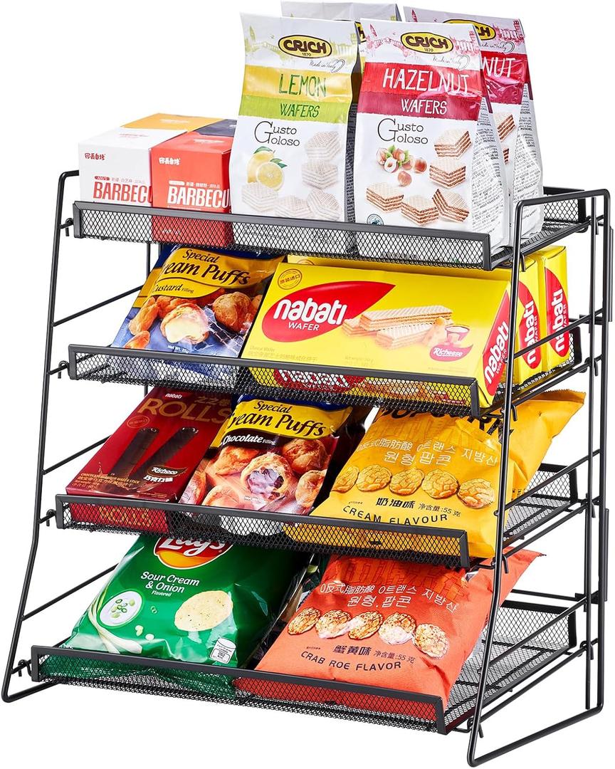 Candy Display Rack, Snack Display for Counter, Concession Stand, Mesh Chip Holder for Stores, Office