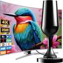 Digital Antenna for TV Without Cable, 2025 Upgrade TV Antenna for Smart TV Indoor with Strong Magnetic Base, 250+ Miles Reception TV Antenna for Local Channels Supports 4K 1080P All TVs - 10FT Cable
