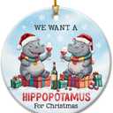 7 x Hippo Christmas Ornament 2025 - We Want A Hippopotamus for Christmas Ornament, Hippo Gifts for Women, Men, Funny Ceramic Animal Ornaments for Friends, Couples, Animal Lovers Gift Ideas
