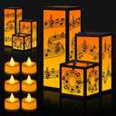 6 Sets Music Centerpieces for Table 3 Sizes Music Note Paper Lantern Boxes with Candles, Musical Notes Decorations for Room, Wedding, Birthday, Musical Themed Party Decor