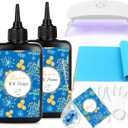 Bsrezn 200g UV Resin Kit with Light, Crystal Clear Solar Activated UV Epoxy Resin for Jewelry Making (100g x 2)