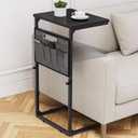 Vagusicc C Shaped End Table, 33'' Tall Side Table for Couch, Adjustable Height Small Couch Side Table for Small Spaces, Couch Table Slide Under Sofa Table TV Tray Table for Living Room Bedroom, Black (16.35"D x 11.62"W x 17.7-32.5"H)