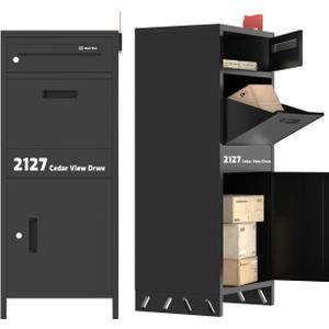 Package Delivery Boxes for Outdoor, Parcel Drop Boxes for Outside with Anti-Theft Design,Parcel Mailbox is Weatherproof, Rustproof,Suitable for Home/Office/Shop Need to be Installed(14.5*17.5*43 in)