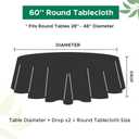 Biscaynebay Textured Fabric Round Tablecloths 60 Inches for Tables diameters from 28" to 48", White Table Cloth Water Resistant Small Circle Folding Table Covers for Dining Kitchen Wedding Parties