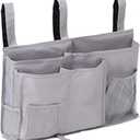 FUNYU Bedside Caddy, Hanging Under Bed Storage Organizer Bag with 8 Pockets for College Dorm Rooms, Hospital Bed Rails, Camp