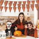 5 Packs Circus Decorations Creepy Carnival Decorations Halloween Pennant Banner Red and White Striped Banner Bloody for Halloween Party Carnival Birthday Decorations, 7.9 x 11.8 Inches