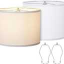 Lamp Shades Set of 2, Drum Lampshades 13" Top x 13" Bottom x 10" High with Spider Fitter, Large Replacement Lamp Shades for Table Lamps, Floor Lamps, Easy Assembly Required (2, White)