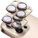 2-Pack Shatterproof Camera Lens Protector for iPhone 16 Pro/16 Pro Max |AR Tempered Glass Strong Adsorption Metal Camera Cover Screen(Desert Gold)