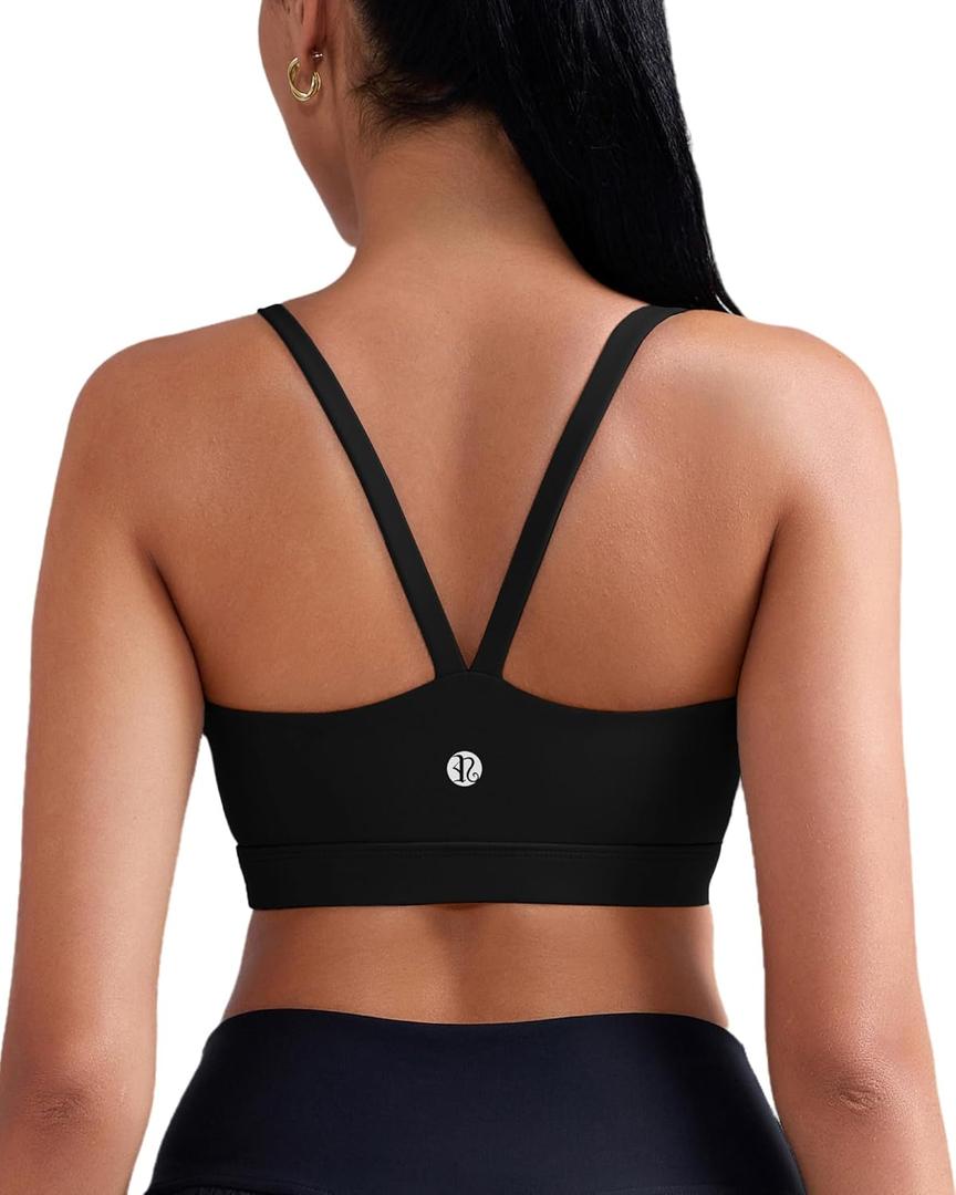 RUNNING GIRL Sports Bras for Women,Light Impact Molded Cup Strap Sports Bra with Sewn in Pads,Best for A-C Cup (Medium)