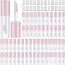 Patelai 100 Pieces 1.2 ml Clear Mini Lip Gloss Tube Refillable Empty Lip Balm Gloss Containers for DIY Makeup, Pink