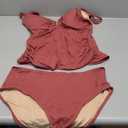 Aidonger Women's Tummy Control Tankini Set Swimsuit High Waisted Two Piece Bathing Suit V Neck Swimwear size L