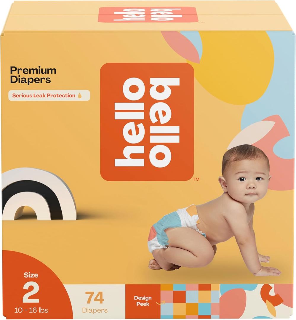 Hello Bello Premium Diapers Size 2, Honeysuckle Designs, 74ct Club Box, Hypoallergenic and Extra Absorbent