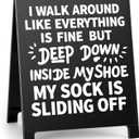 I Walk Around like Everything Is Fine Funny Desk Decor Acrylic Office Tabletop Sign Christmas Gift for Coworkers Friends Home Workspace Cubicle Desk Decoration for Work Humor Daily Smile Motivation