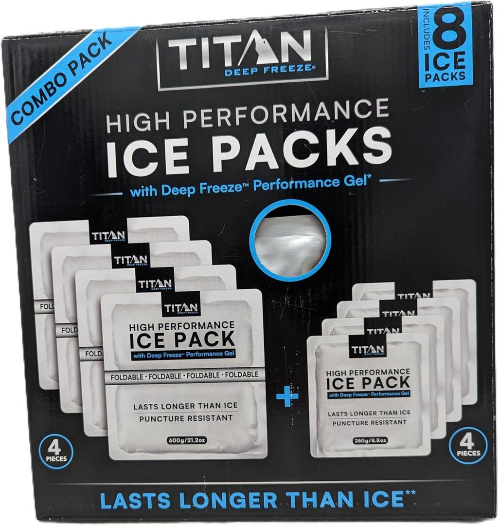 Combo Pack - High Performance Ice Packs for Long-Lasting Cooling, 4 x 600g & 4 x 250g, Silver