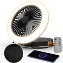 Camping Fan Light with Remote - 6000mAh x2 Rechargeable Battery, 24H Max Run Time, 2000LM, 3 Light Modes & Stepless Dimming, Ultra - Quiet, Includes Carry Bag