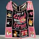 Just a Girl Who Loves Corgis Blanket Gifts for Girls Women Cute Corgi Dog Fleece Blankets Soft Warm Pink Animal Throw Cozy Flannel Plush Stuff Throws for Lovers Kids Adults Bed Bedding Decor 50"x40"