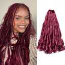 Synthetic French Curl Braiding Hair for Black Women 16 Inch 8 Packs Curly Braiding Hair Pre Stretched for Box Braids 75g/Pack Burgundy French Curls Braiding Hair Extensions (16Inch,8 Packs,Burgundy)