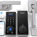 Philips Wi-Fi Smart Lock with Handle, Keyless Entry Keypad Door Lock with Handle, Front Door Deadbolt Set with WiFi Gateway, App Control, Fingerprint Unlock, PIN Code Unlock, Auto Locking