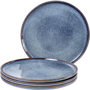 UNICASA 11 Inch Ceramic Dinner Plates Set of 4 Large Blue Plates for Dinner, Salad, Dessert & Pasta, Durable Serving Dishes, Microwave & Dishwasher Safe