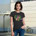 Mardi Gras Shirts for Women Fat Tuesday Tshirts New Orleans Carnival Party Fleur De Lis Tee Tops (Black, L)