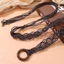 2 x Boho Woven Belt, Boho Beaded Braided Belt Women Long Tassel Rope Waist Belts Renaissance Rope Belts for Dress(Brown) (Brown)