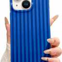 Jmltech for iPhone 15 Case Striped Phone Cases Cute Women Girly Trendy Shockproof Slim Soft TPU and Hard PC Protective Cover Navy Blue