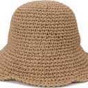 Womens Crochet Straw Sun Hat with Wide Brim Soft Foldable Floppy Beach Hat for Summer (Beige)